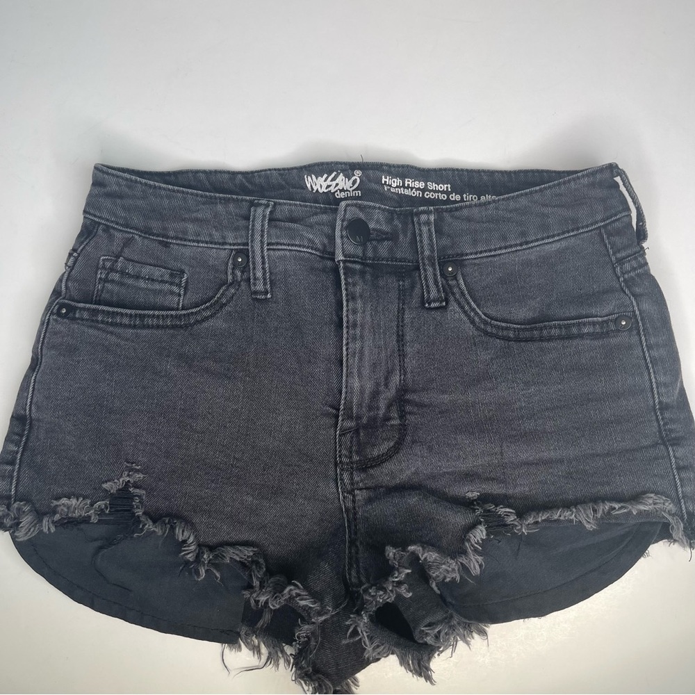 Mossimo High Rise Jean Short Ripped Fray Hem Black Washed - Picture 12 of 13